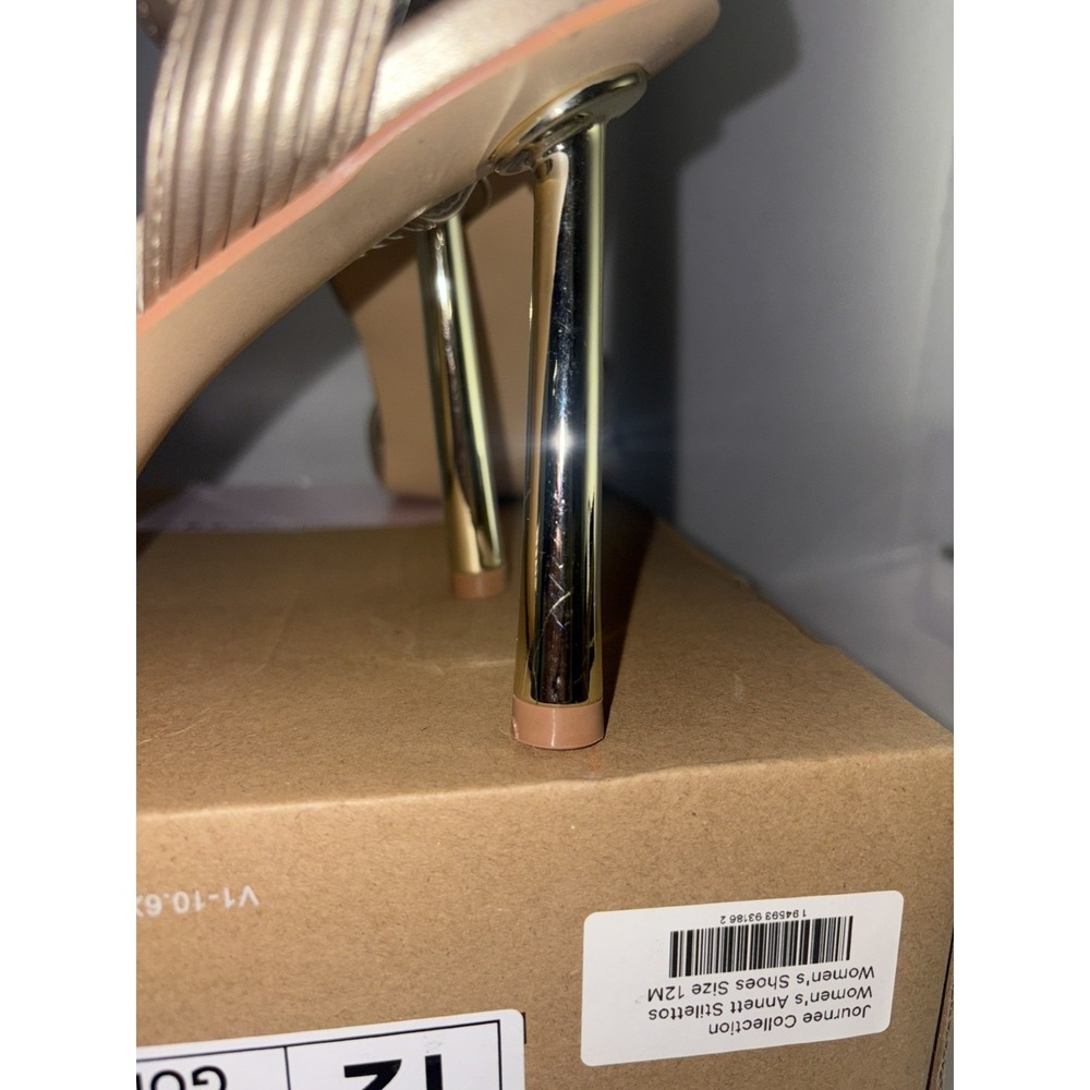 Journee Collection Women's Annett Gold Mid Heel Open Toe Pumps Strappy Size 12M - Picture 3 of 7